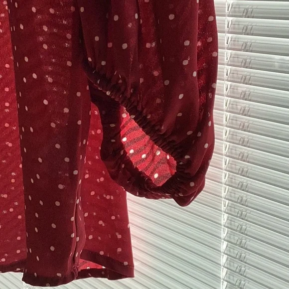 Gorgeous maroon top with white dots - Picture 2 of 4